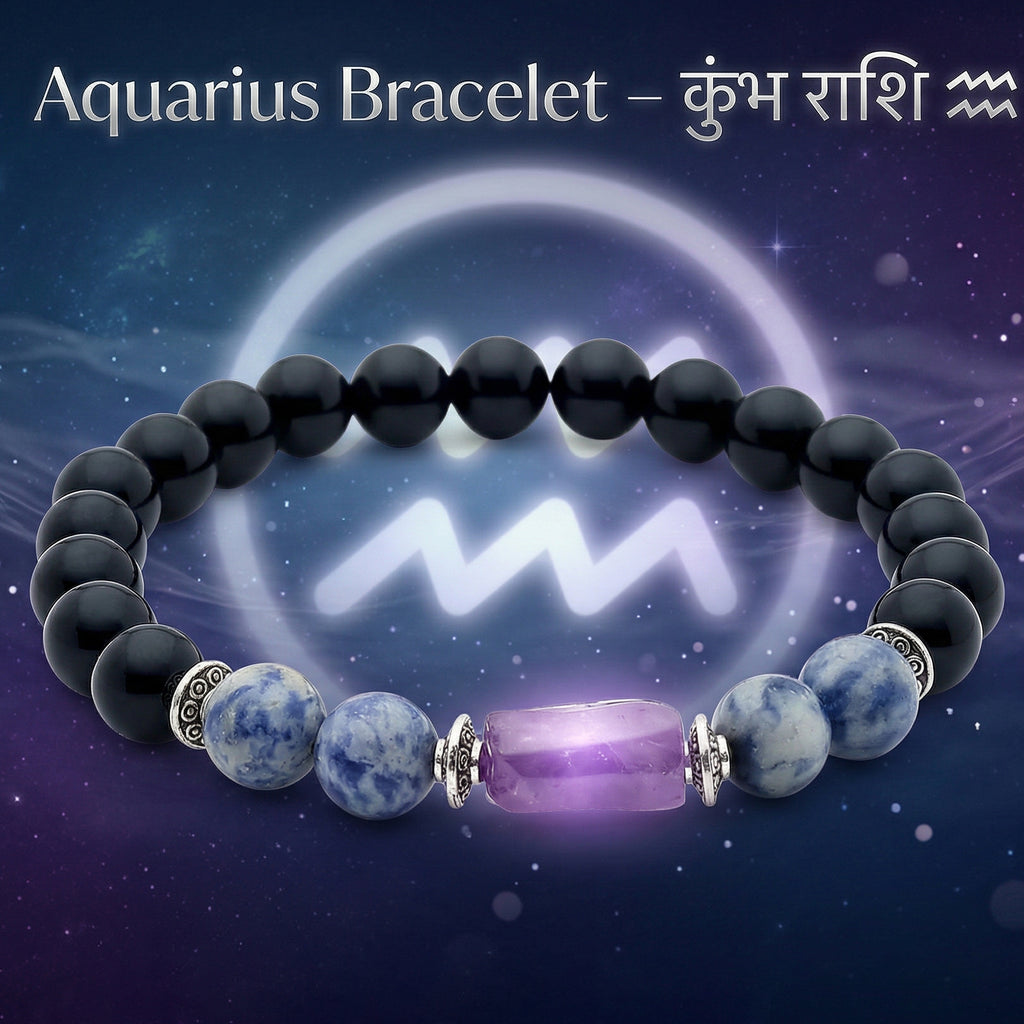 Black Tourmaline Aquarius Bracelet: Protection & Grounding Crystals for Kumbh