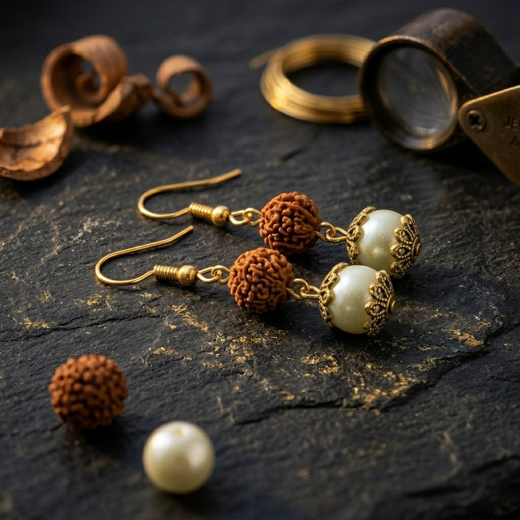 German Silver Pearl Ball with Rudraksha Kidney Hook