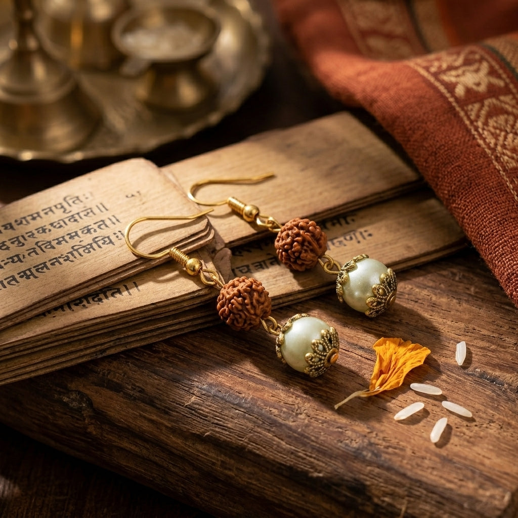 German Silver Pearl Ball with Rudraksha Kidney Hook