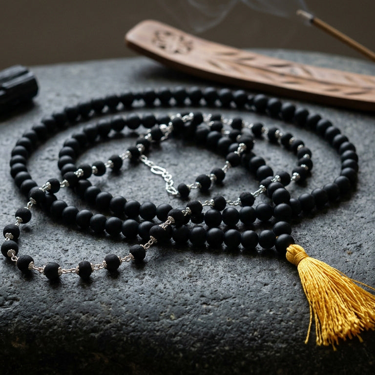 Original Karungali Malai 108-Beads & Karungali Malai Silver cap Combo with Govt. Certification