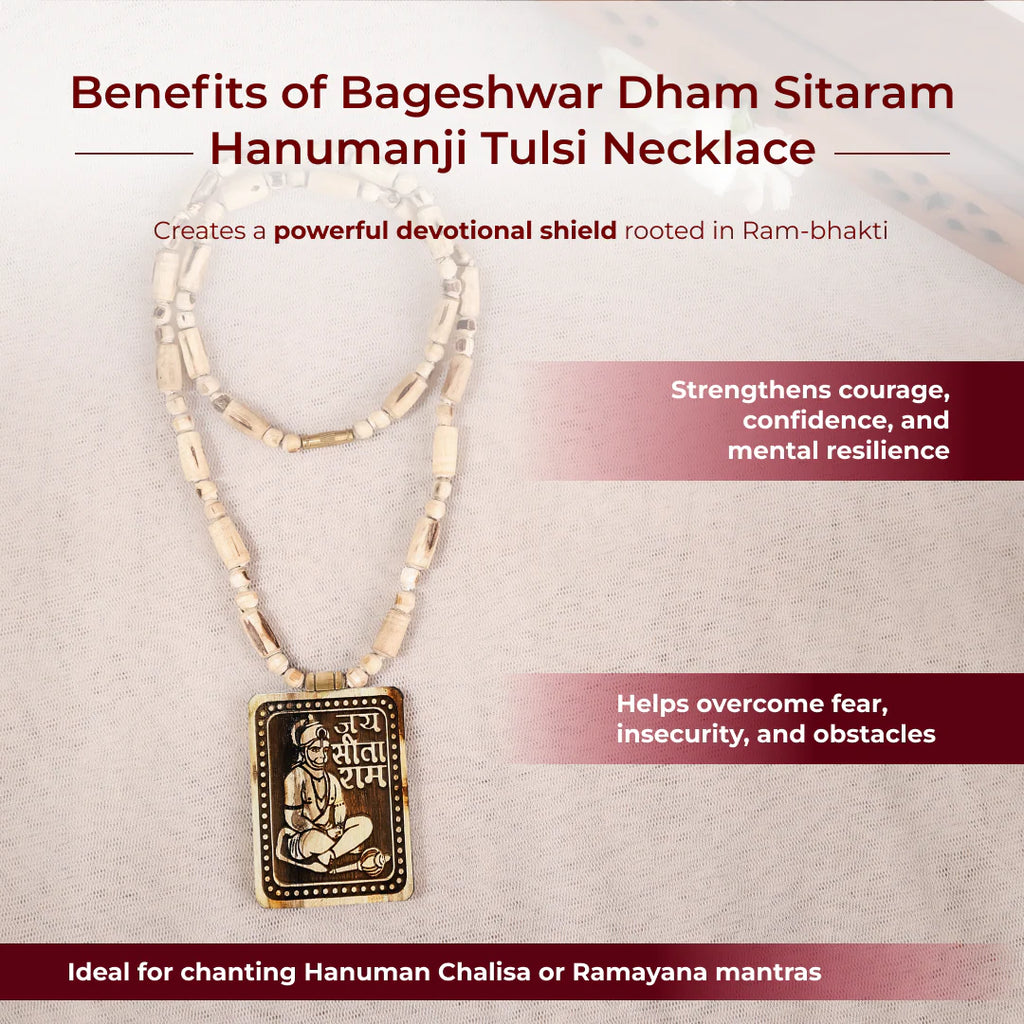 Govt Certified Bageshwar Dham Sitaram Hanumanji Tulsi Necklace