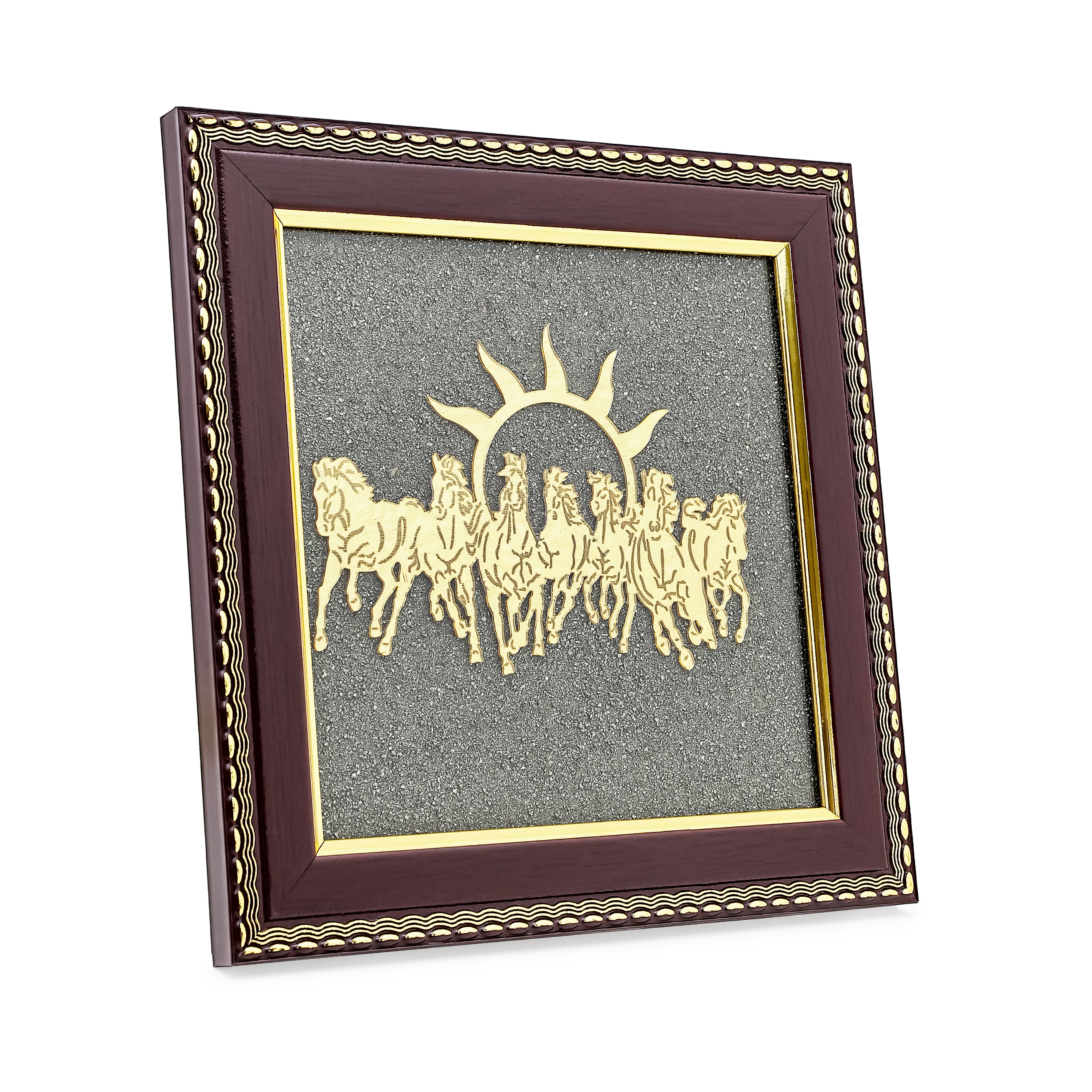 7 Horses Raw Pyrite Frame for Vastu & Prosperity