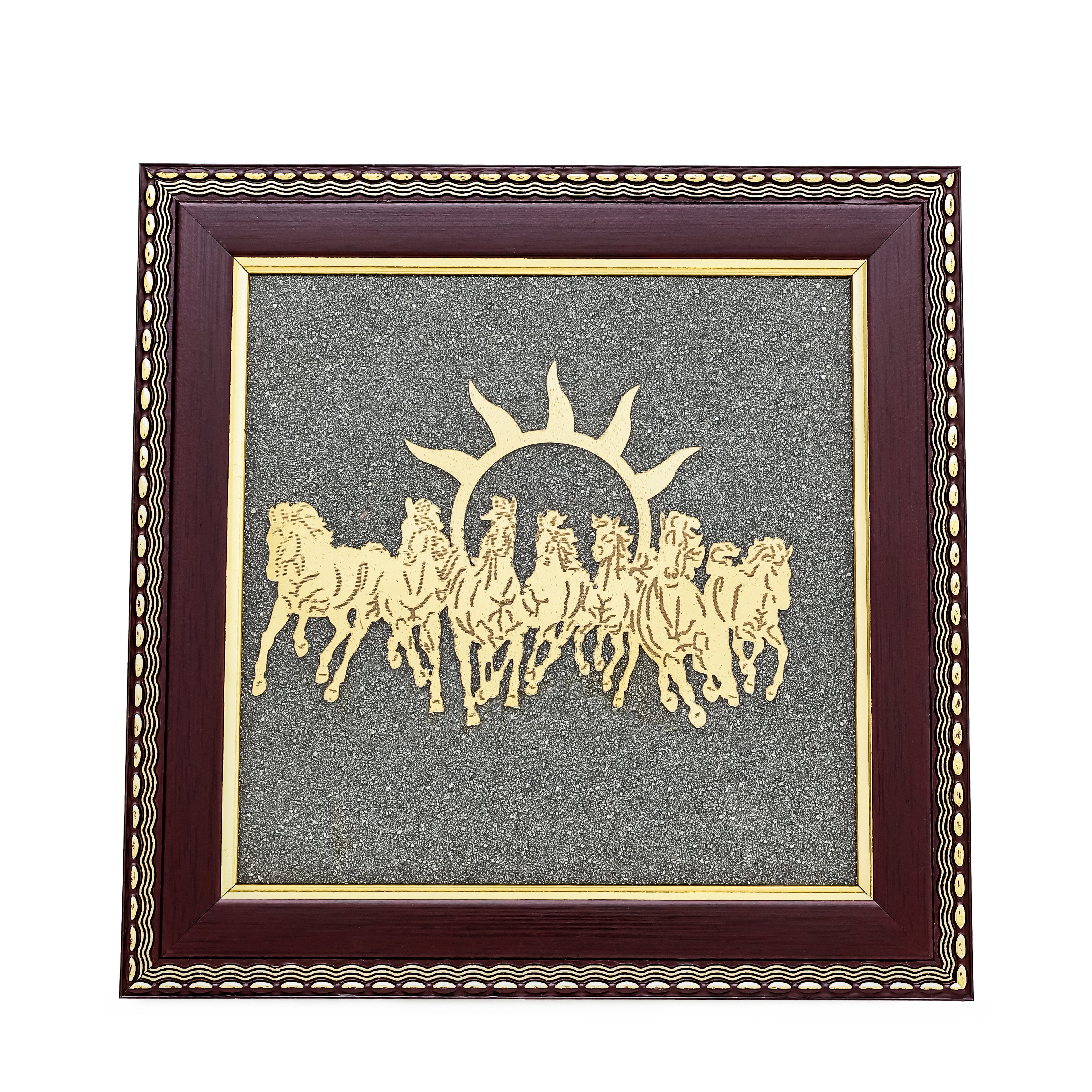7 Horses Raw Pyrite Frame for Vastu & Prosperity