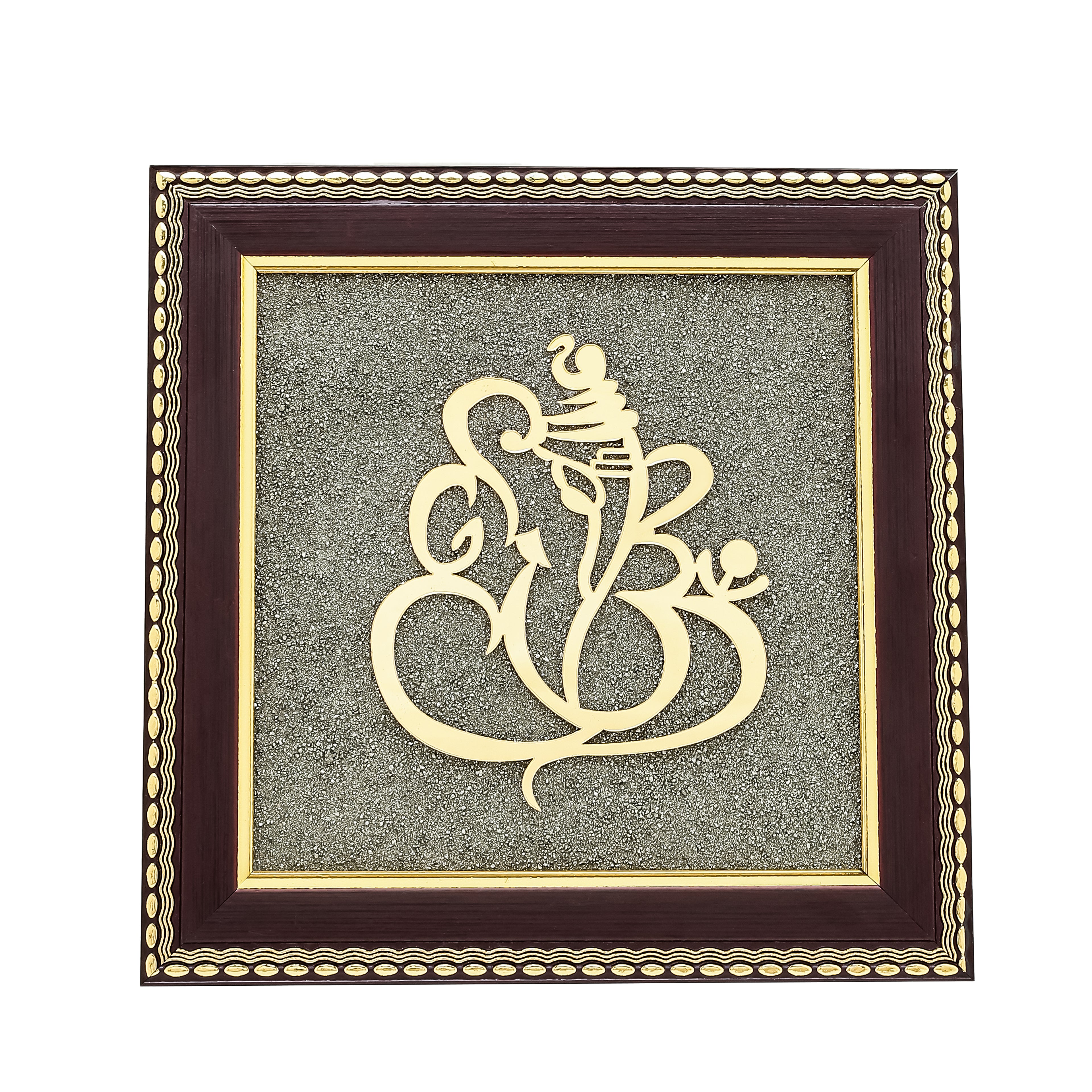 Ganesh Ji Raw Pyrite Frame for Prosperity and Good Fortune