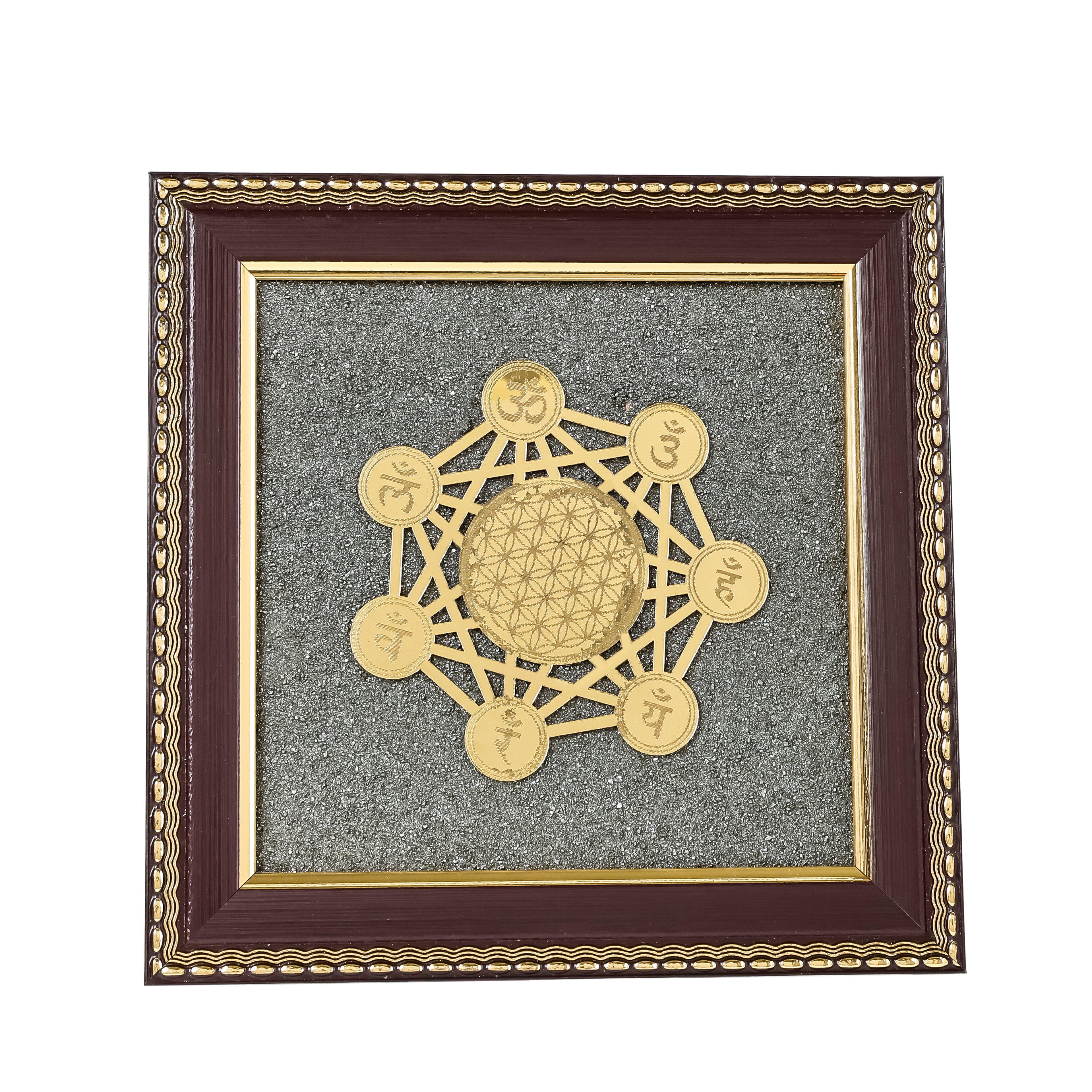 7 Chakra Raw Pyrite Frame for Energy Balance & Wealth Flow