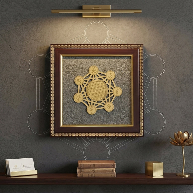 7 Chakra Raw Pyrite Frame for Energy Balance & Wealth Flow