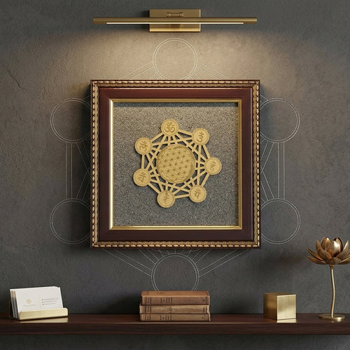 7 Chakra Raw Pyrite Frame for Energy Balance & Wealth Flow