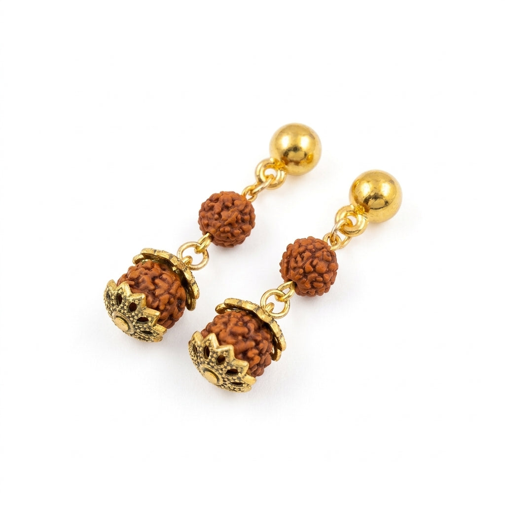 German Silver Gold PLated Stud with rudraksha partywear