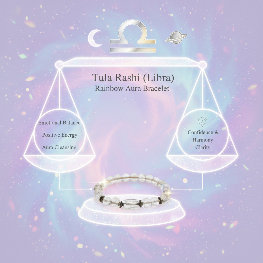 Rainbow Aura Libra Bracelet: Harmony & Balance Crystals for Tula