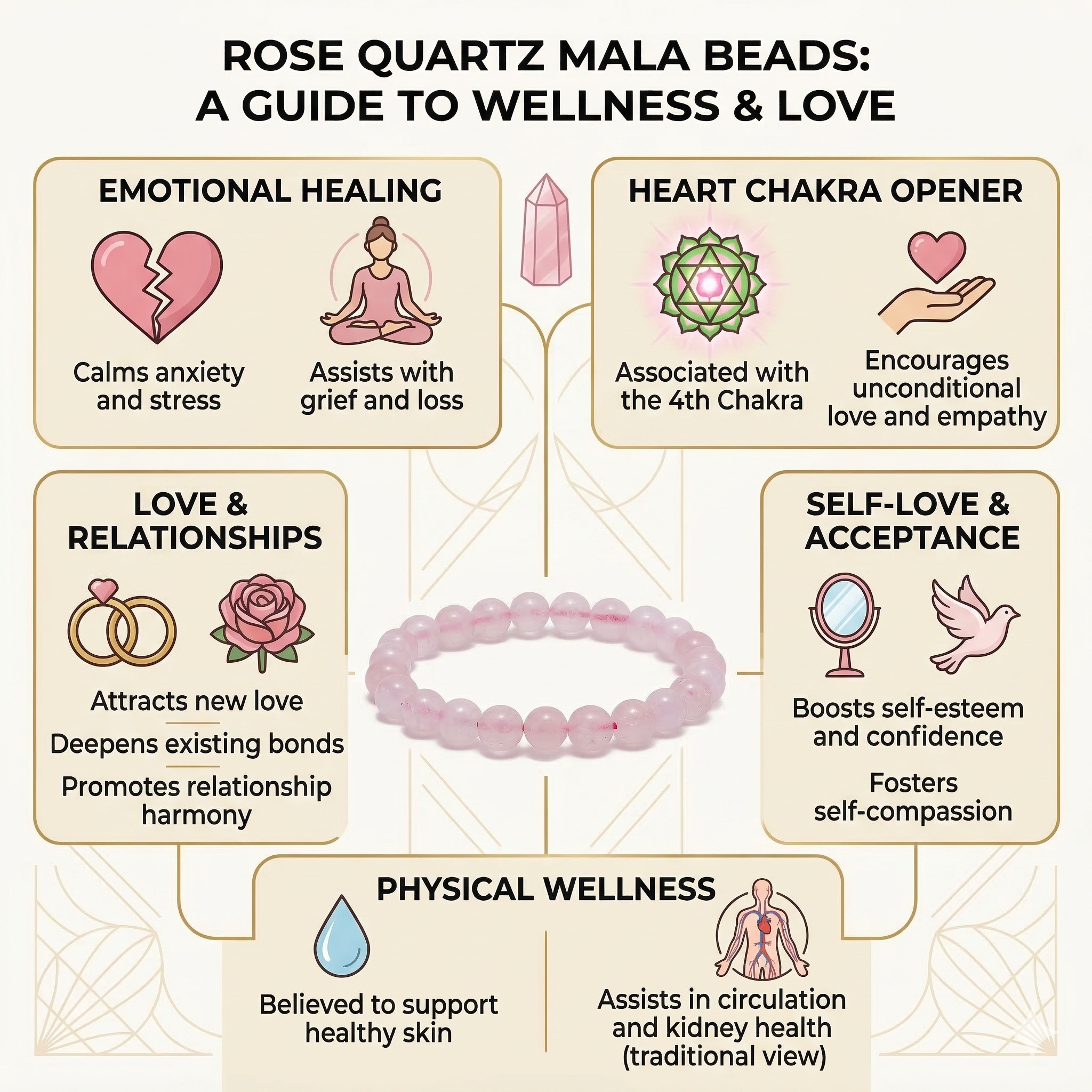Rose Quartz Scorpio Bracelet: Natural Healing Crystals for Vrishchik
