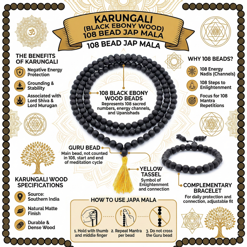 Original Karungali Malai 108-Beads & Karungali Malai Bracelet Combo with Govt. Certification