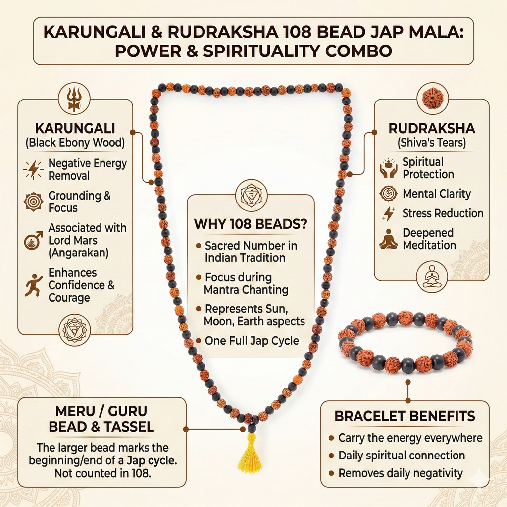 Karungali Rudraksha Mala & Bracelet combo