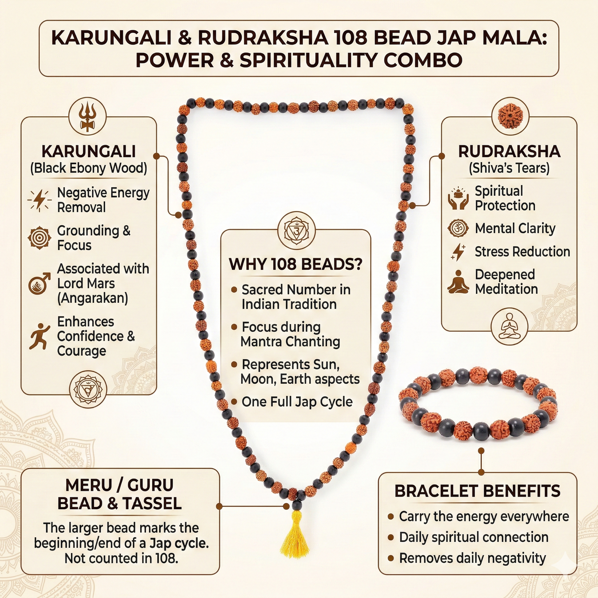 Karungali Rudraksha Mala & Bracelet combo