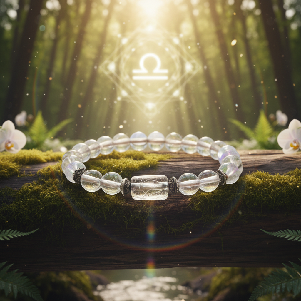 Rainbow Aura Libra Bracelet: Harmony & Balance Crystals for Tula