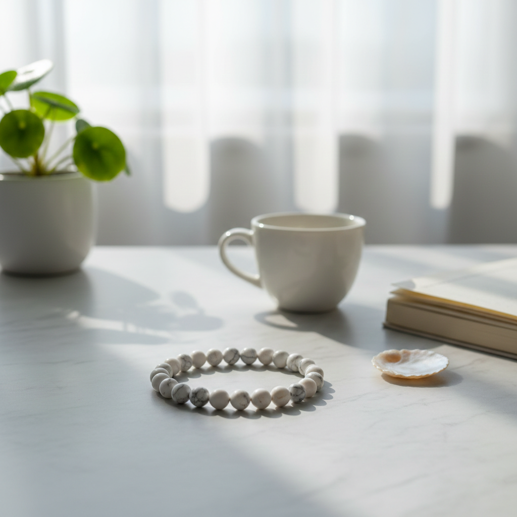 Howlite Cancer Bracelet: Calming Healing Crystals for Karka