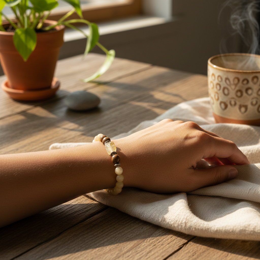 Yellow Calcite Pisces Bracelet: Joy & Clarity Crystals for Meen