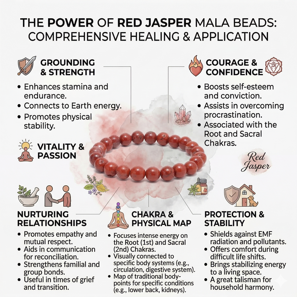 Red Jasper Aries Bracelet: Vitality & Grounding Crystals for Mesh