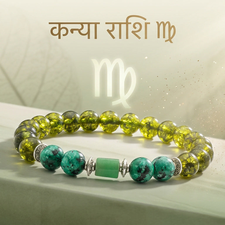 Green Agate Virgo Bracelet: Balance & Luck Crystals for Kanya