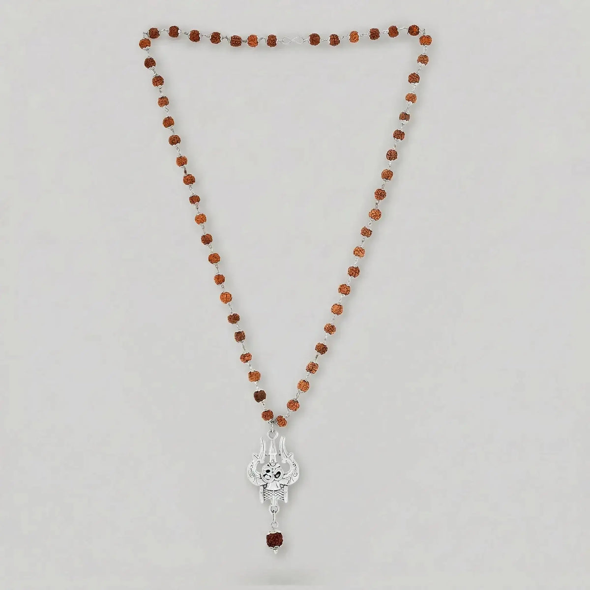 Handcrafted OM Shiva Silver Trishool Rudraksha 54-bead mala