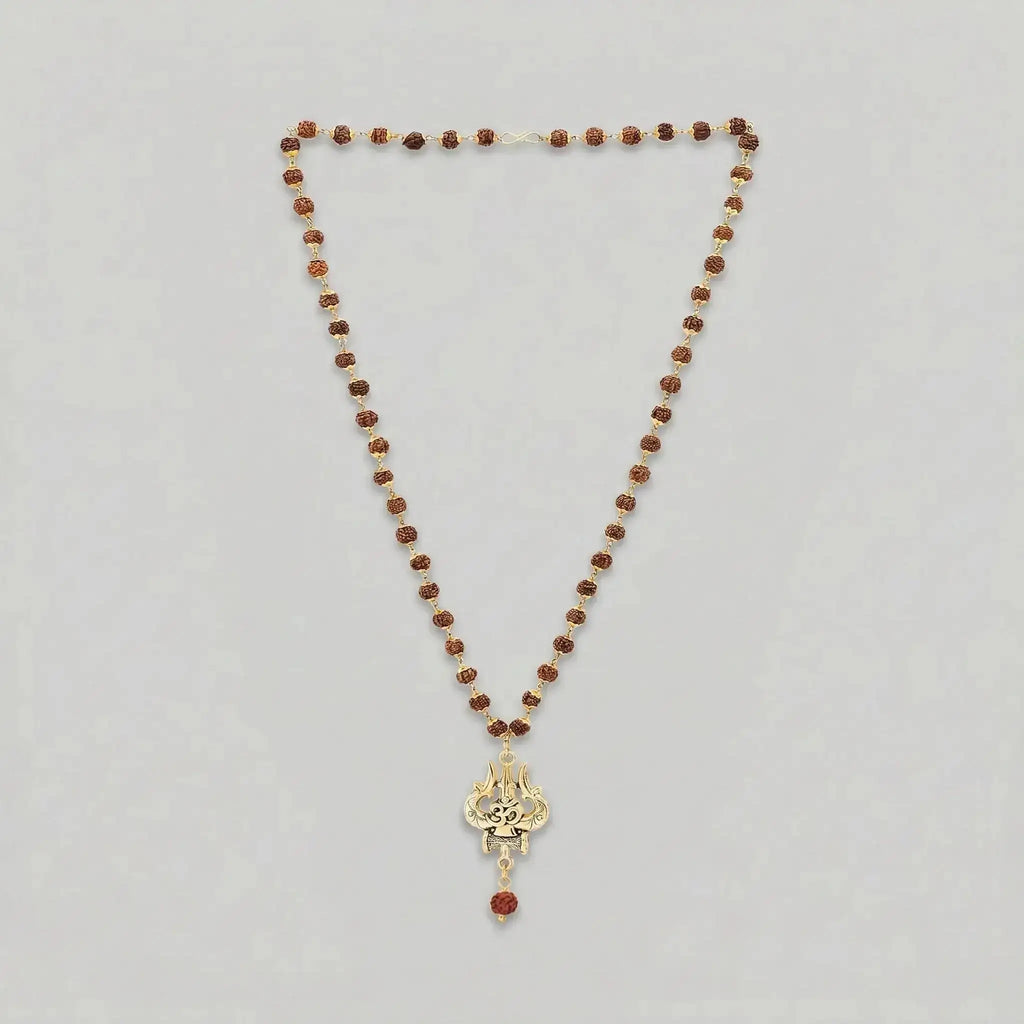 Handcrafted OM Shiva Golden Trishool Rudraksha 54-bead protection mala