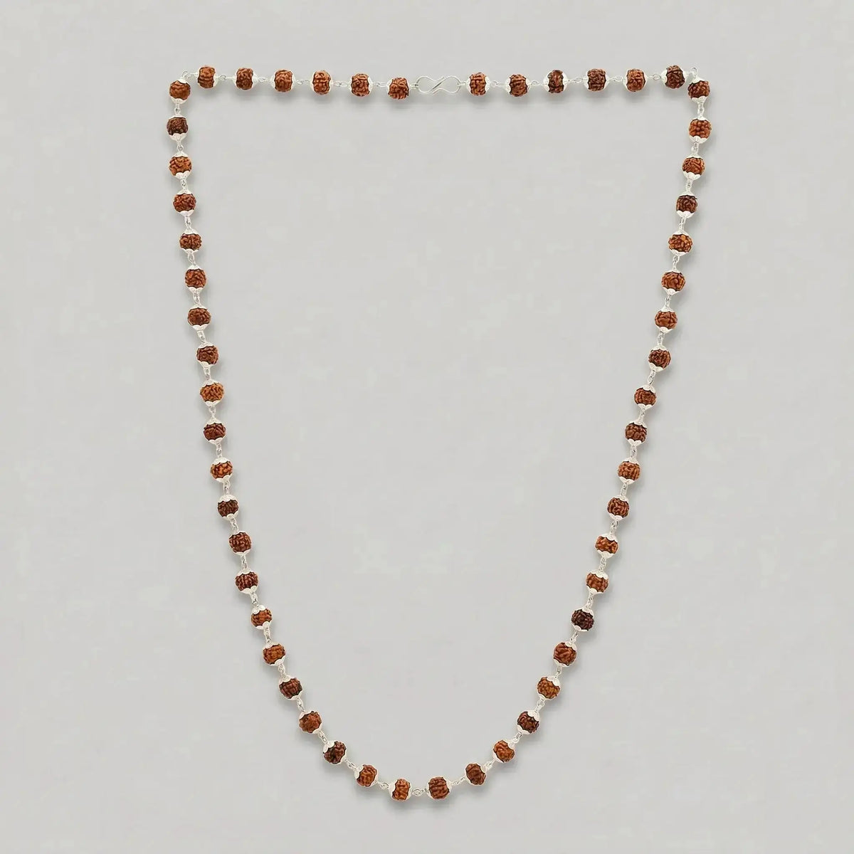 Handcrafted Rudraksha Mala with Silver Cap — 54 beads, Govt. Certified