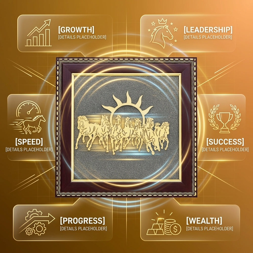 7 Horses Raw Pyrite Frame for Vastu & Prosperity