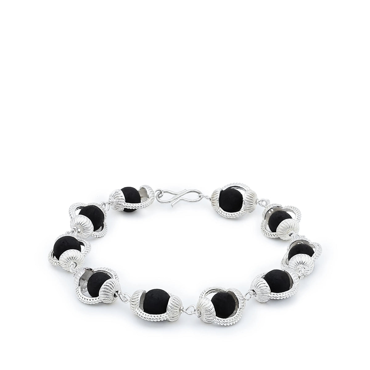 Karungali Silver-Cap Bracelet — Handcrafted, Govt. Certified Satyug Lifestyle