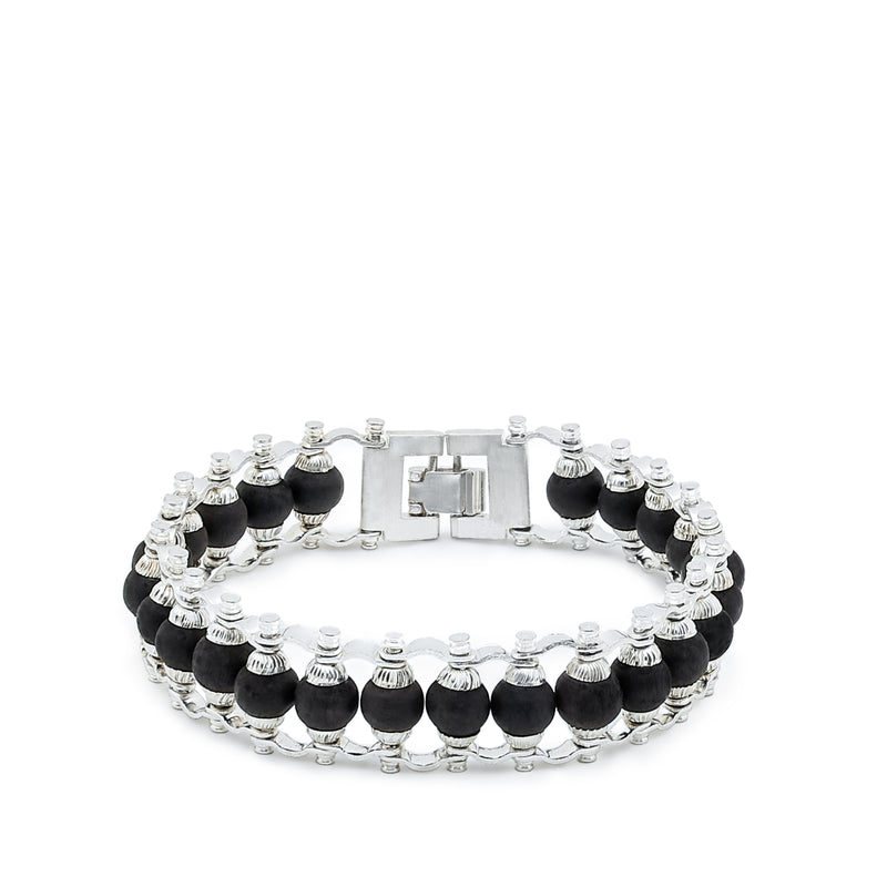 Silver-Plated Karungali Chain Bracelet — Ebony Wood — image 2