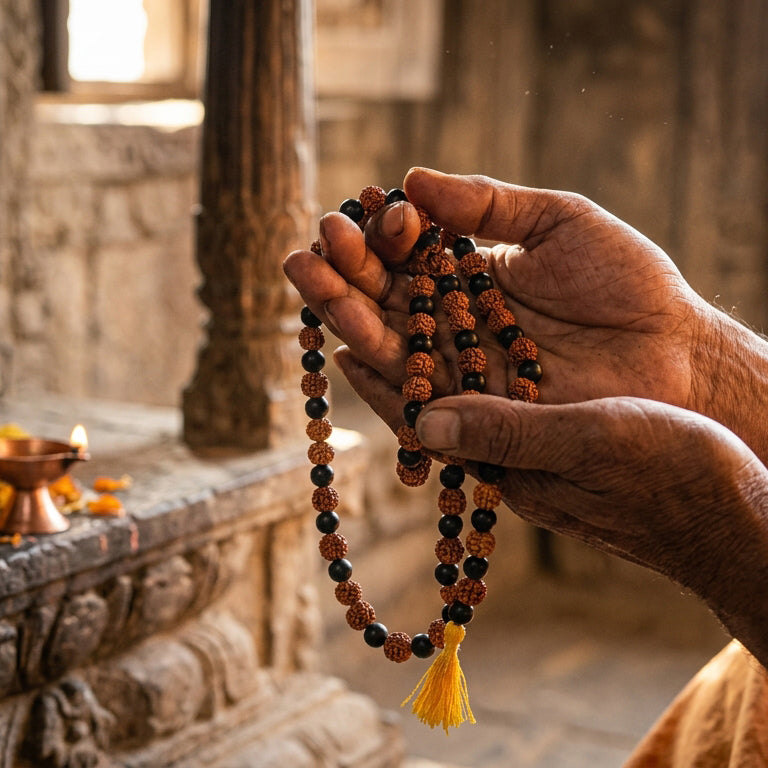 Karungali Rudraksha Mala - 108+1 Beads