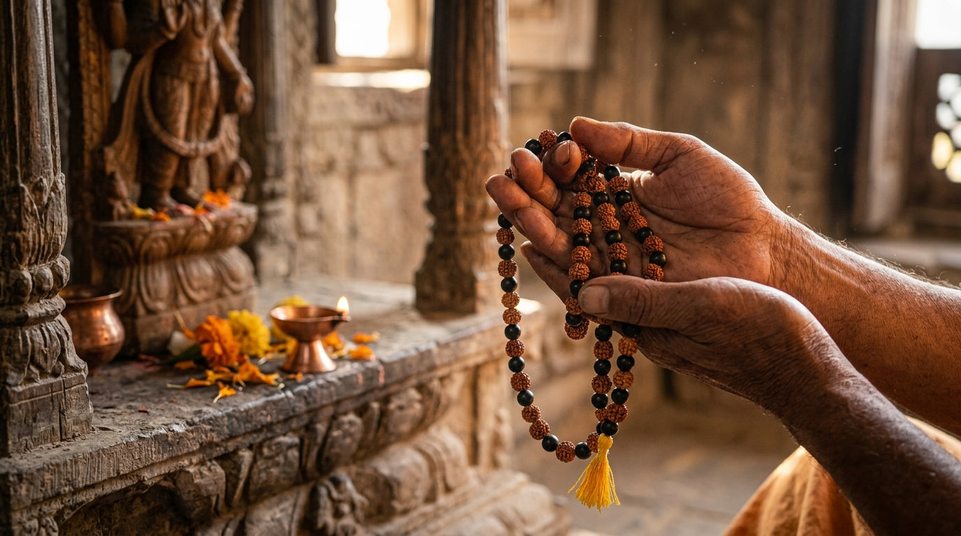 Karungali Rudraksha Mala - 108+1 Beads