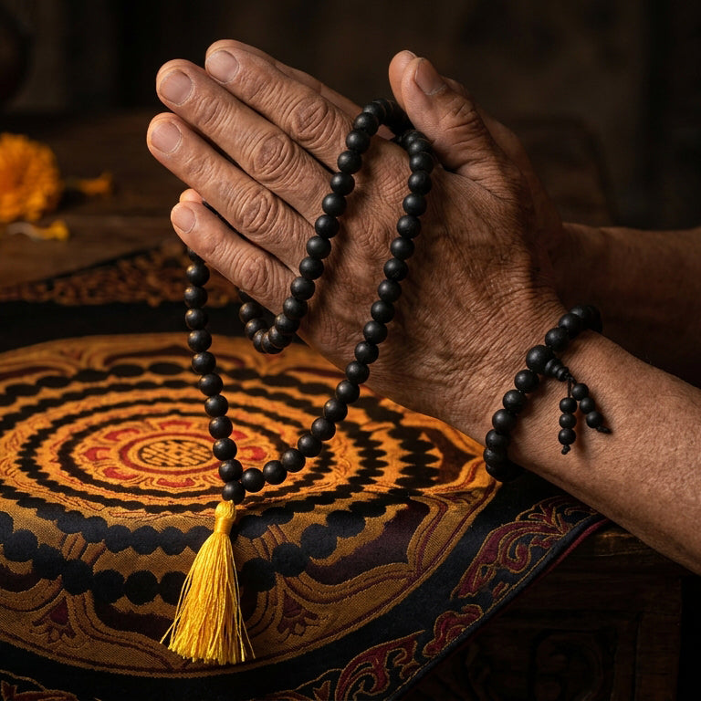 Original Karungali Malai 108-Beads & Karungali Malai Bracelet Combo with Govt. Certification
