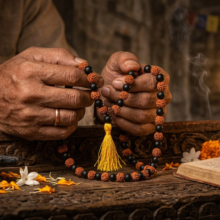 Karungali Rudraksha Mala - 108+1 Beads