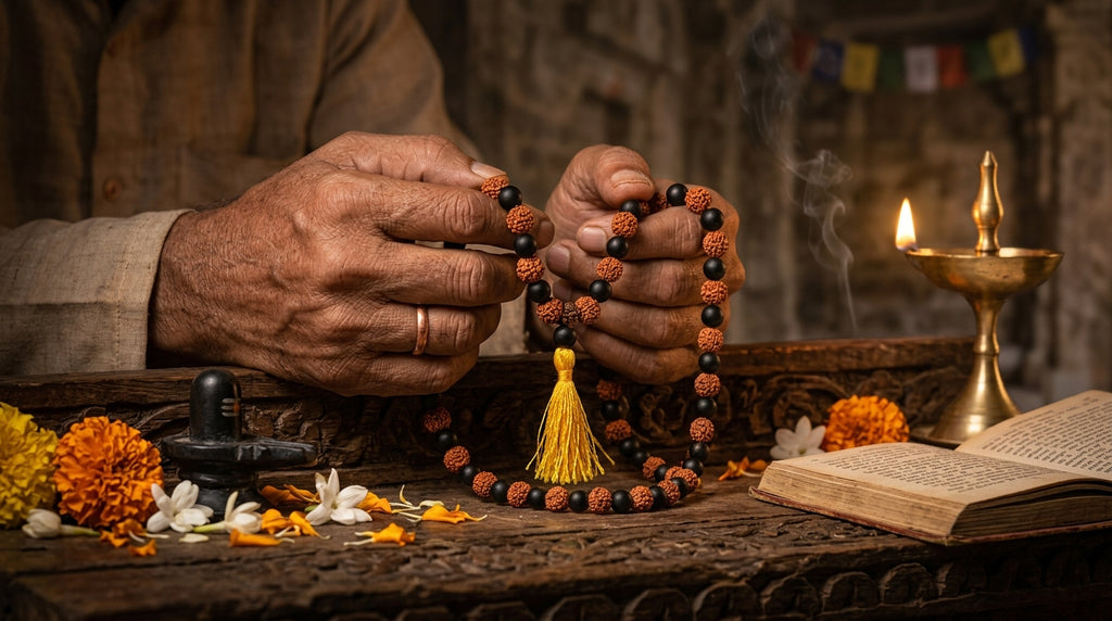 Karungali Rudraksha Mala - 108+1 Beads