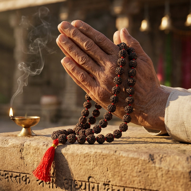The Infinite Shield: Pure Black Rudraksha 108-Bead Mala