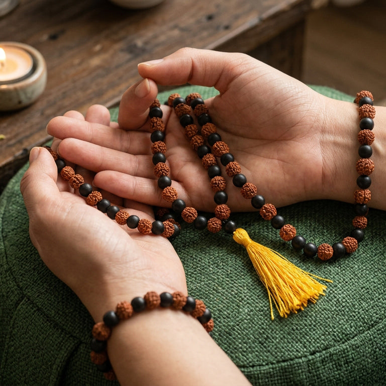 Karungali Rudraksha Mala & Bracelet combo