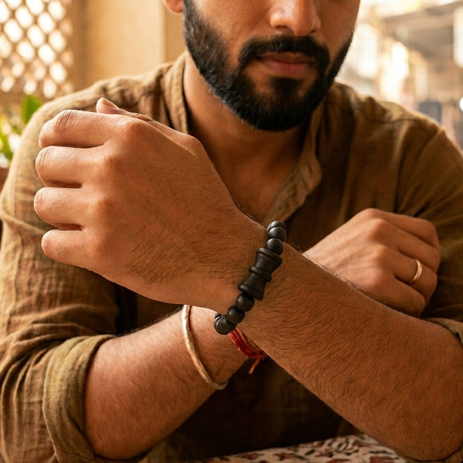 Karungali Malai Damru Bracelet with Govt. Certification
