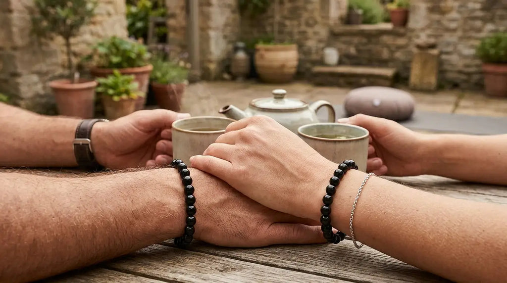 Original Black Tourmaline Crystal Bracelet for Kumbh Rashi worn on both wrists - mens & womens unisex protection bracelet