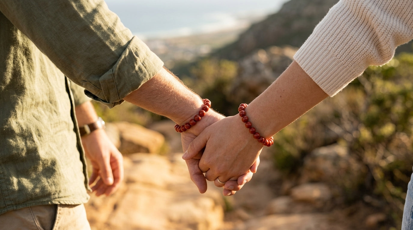 Red Jasper Aries Bracelet: Vitality & Grounding Crystals for Mesh