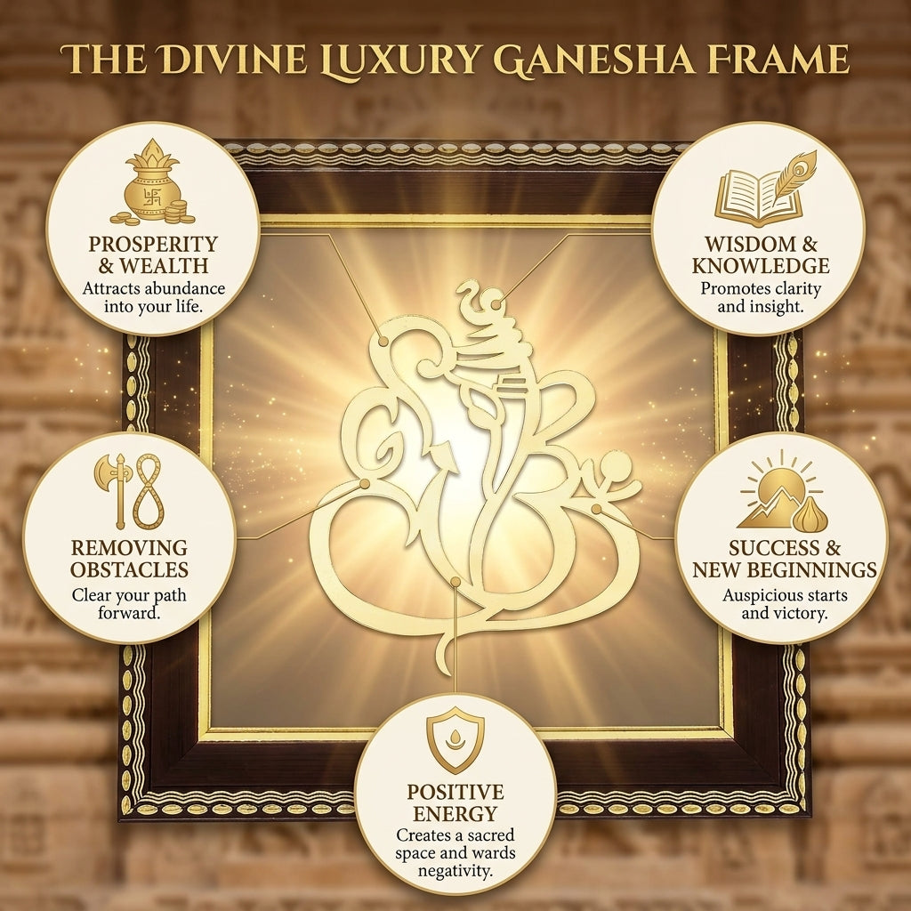 Ganesh Ji Raw Pyrite Frame for Prosperity and Good Fortune