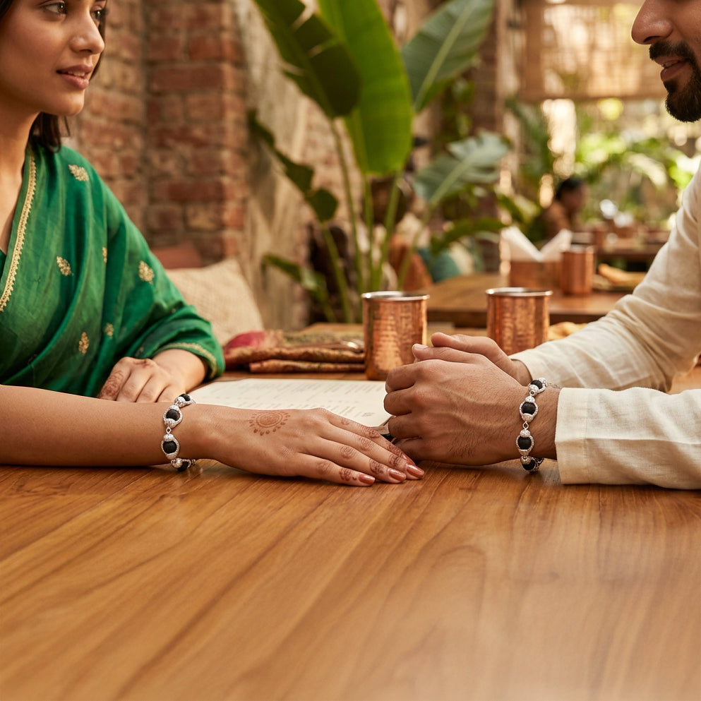 The Shield of Success: Handcrafted Karungali Silver Protection Bracelet