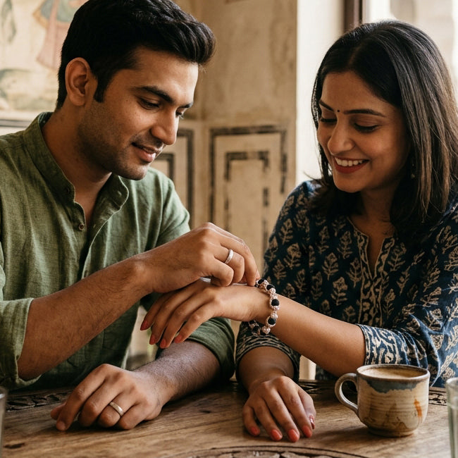 The Shield of Success: Handcrafted Karungali Silver Protection Bracelet