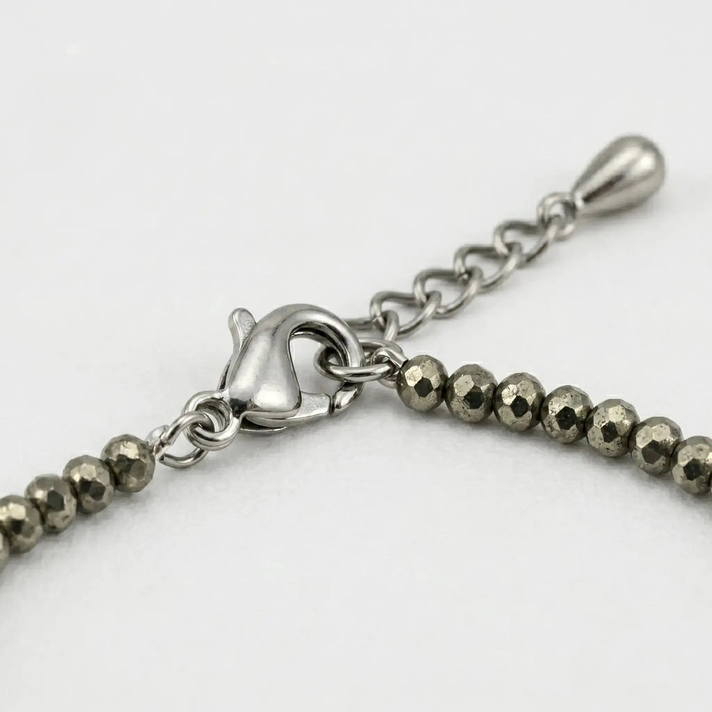 Raw Pyrite Anklet close-up — authentic pyrite stones for wealth and abundance