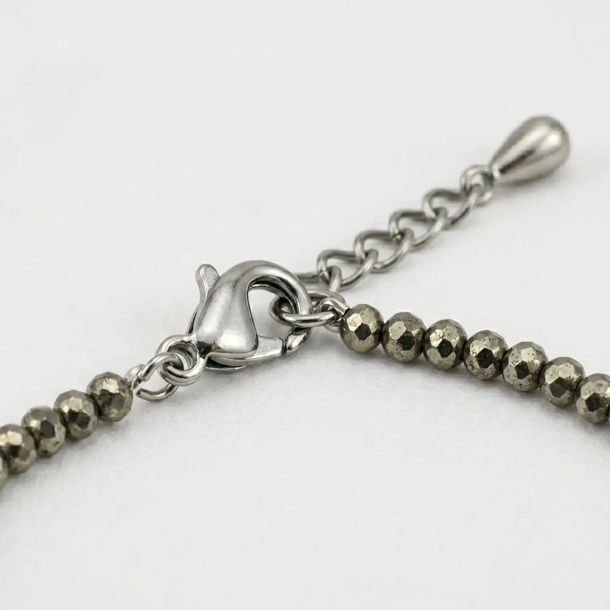 Raw Pyrite Anklet close-up — authentic pyrite stones for wealth and abundance