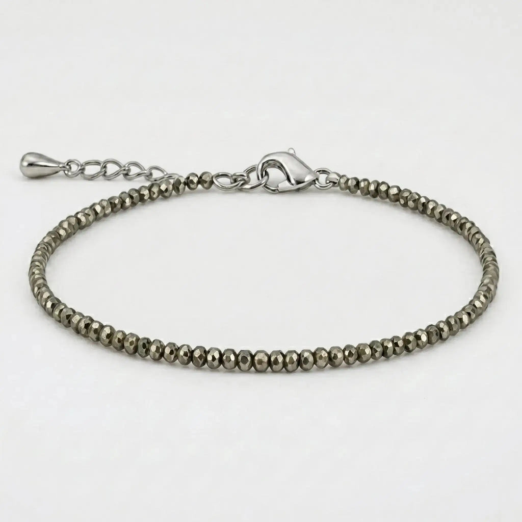 Raw Pyrite Anklet — natural crystal stone anklet for prosperity