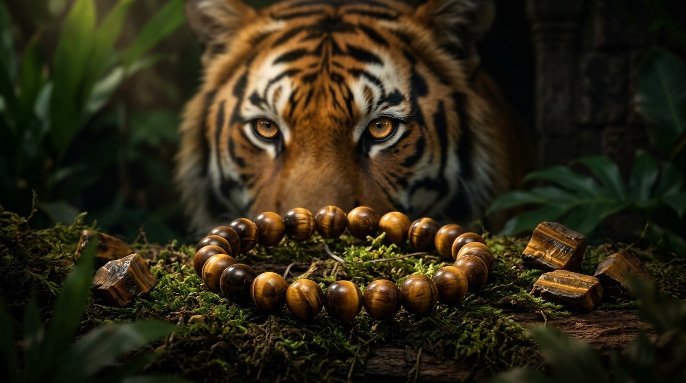 Tiger Eye Leo Bracelet: Protection & Courage Crystals for Singh