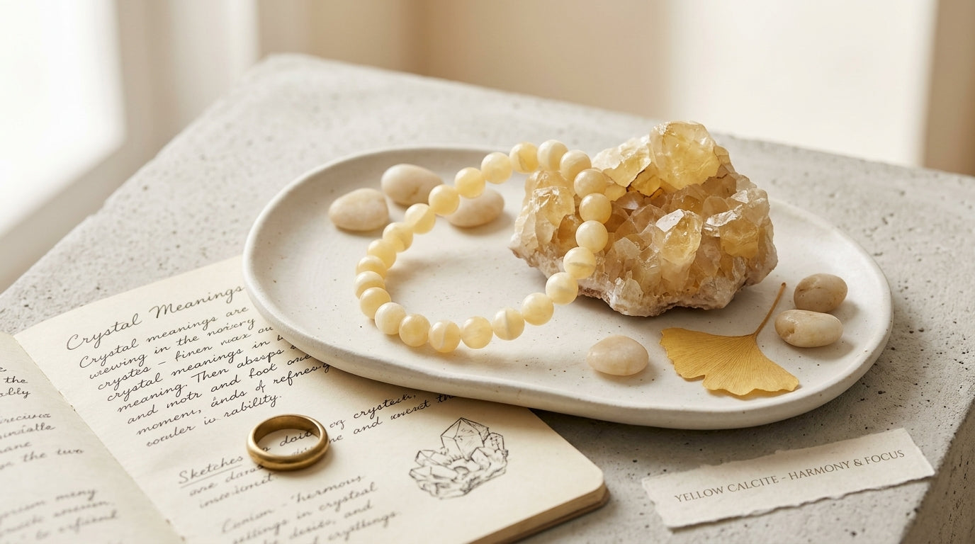 Yellow Calcite Pisces Bracelet: Joy & Clarity Crystals for Meen