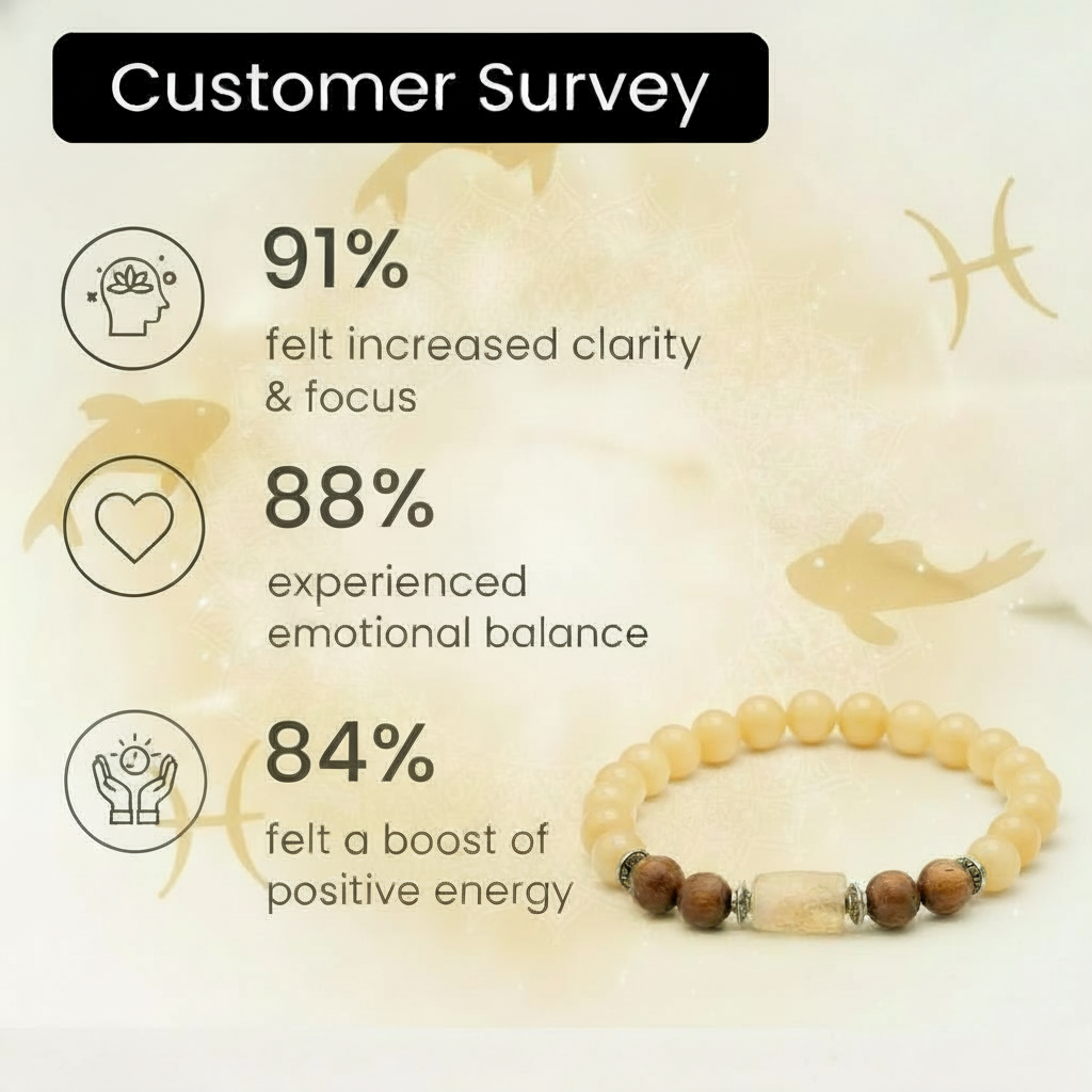 Yellow Calcite Pisces Bracelet: Joy & Clarity Crystals for Meen
