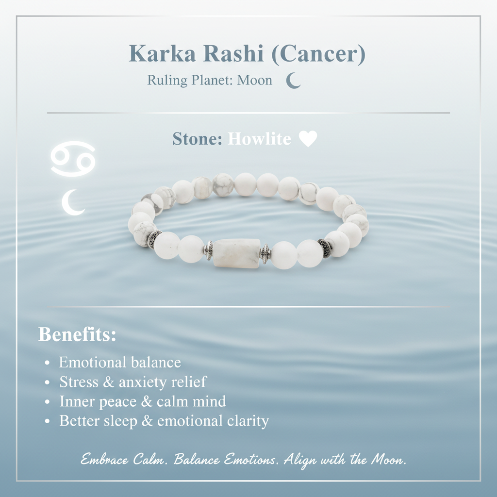 Howlite Cancer Bracelet: Calming Healing Crystals for Karka
