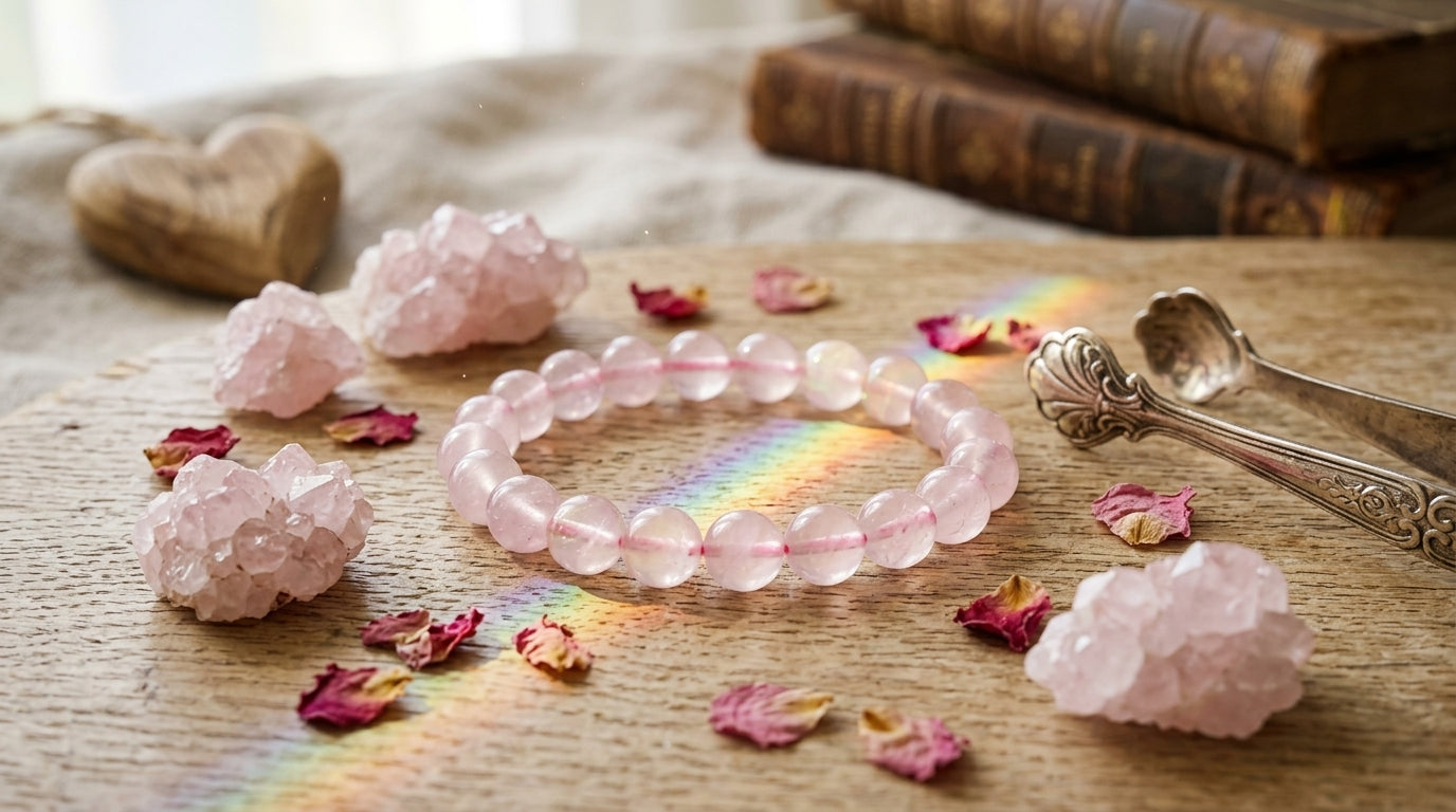 Rose Quartz Scorpio Bracelet: Natural Healing Crystals for Vrishchik